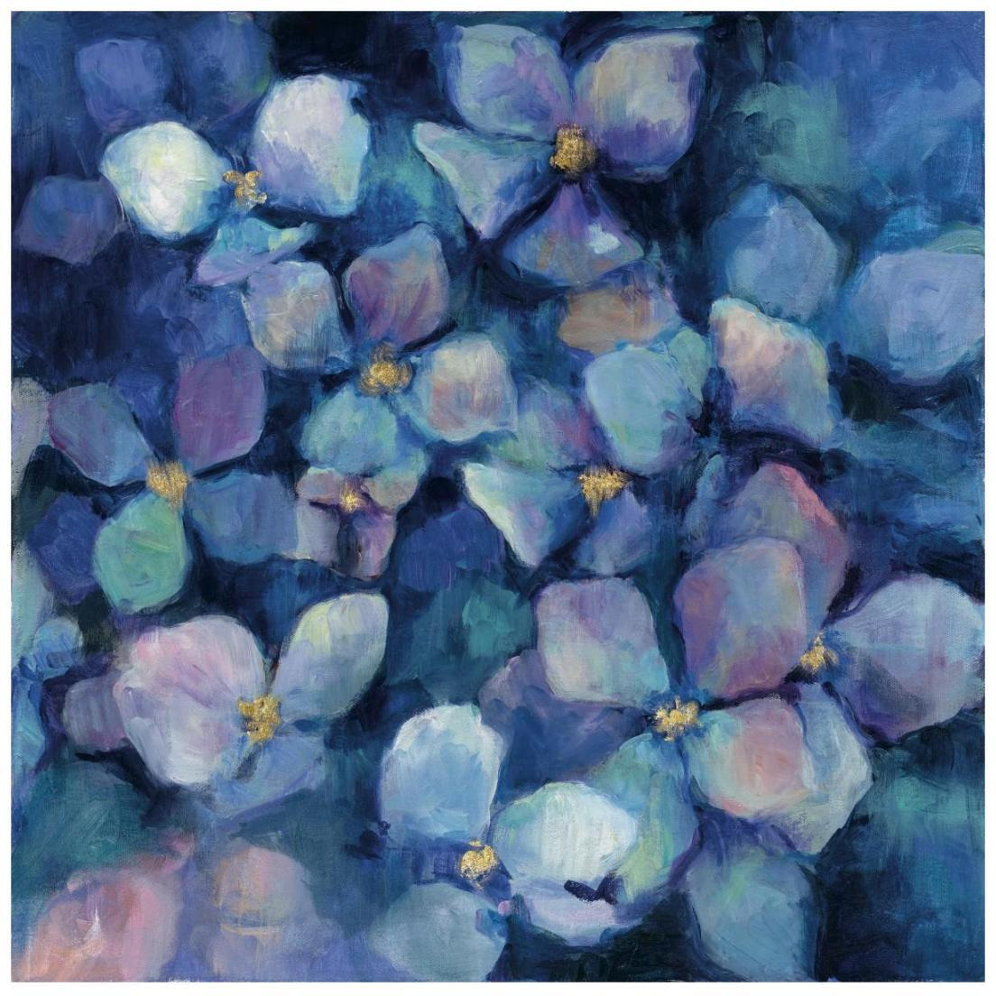 Midnight Blue Hydrangeas with Gold -Paper Art-20&quotx20"