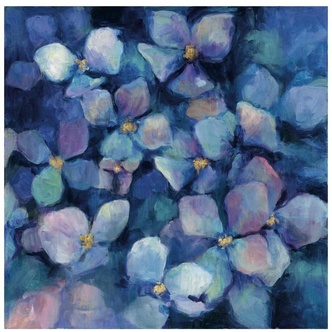 Midnight Blue Hydrangeas with Gold -Paper Art-26&quotx26"