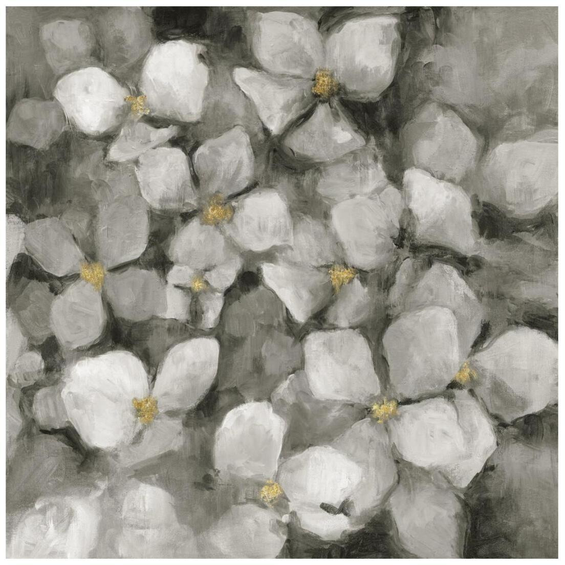 Midnight Neutral Hydrangeas with Gold Crop -Paper Art-20&quotx20"