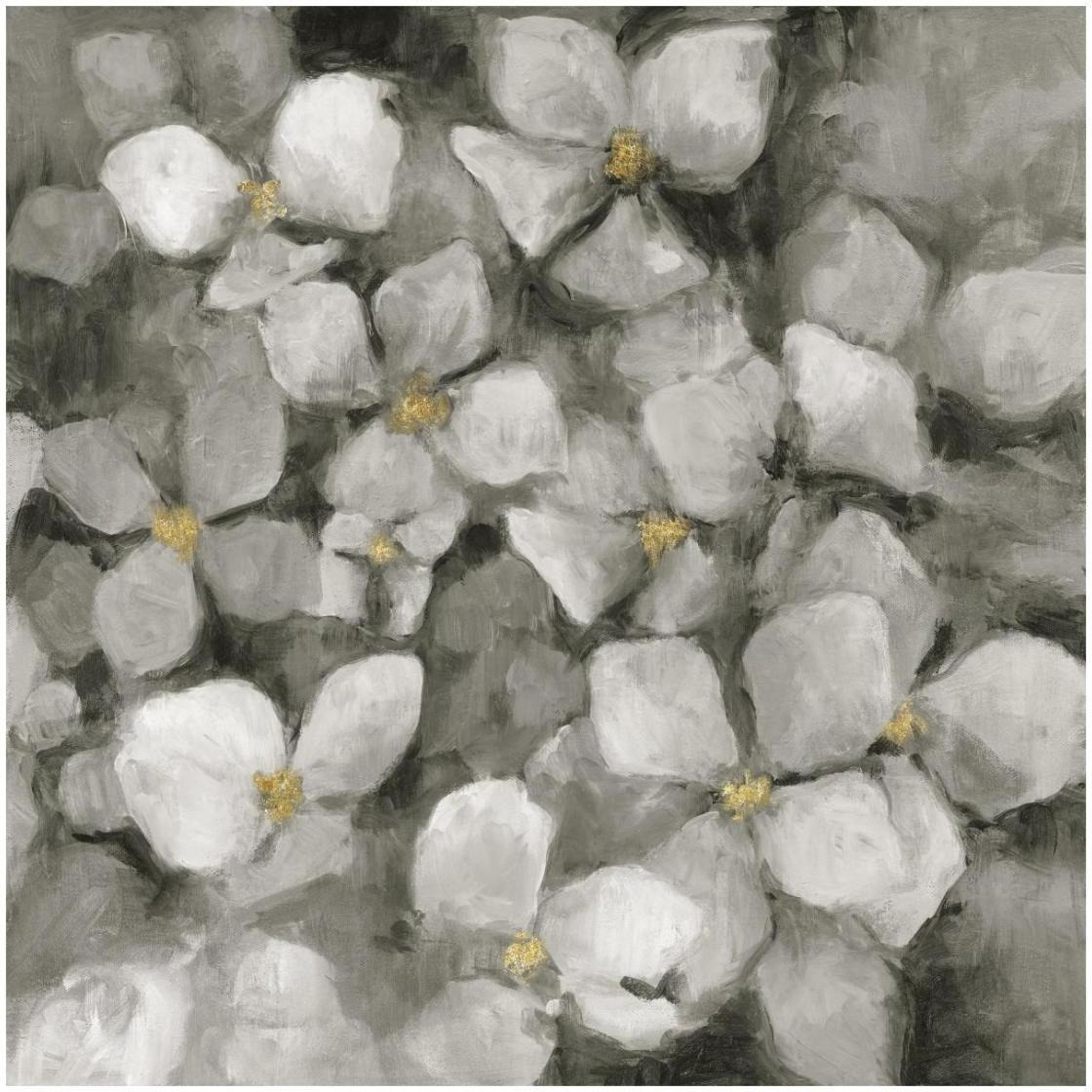 Midnight Neutral Hydrangeas with Gold Crop -Paper Art-26&quotx26"