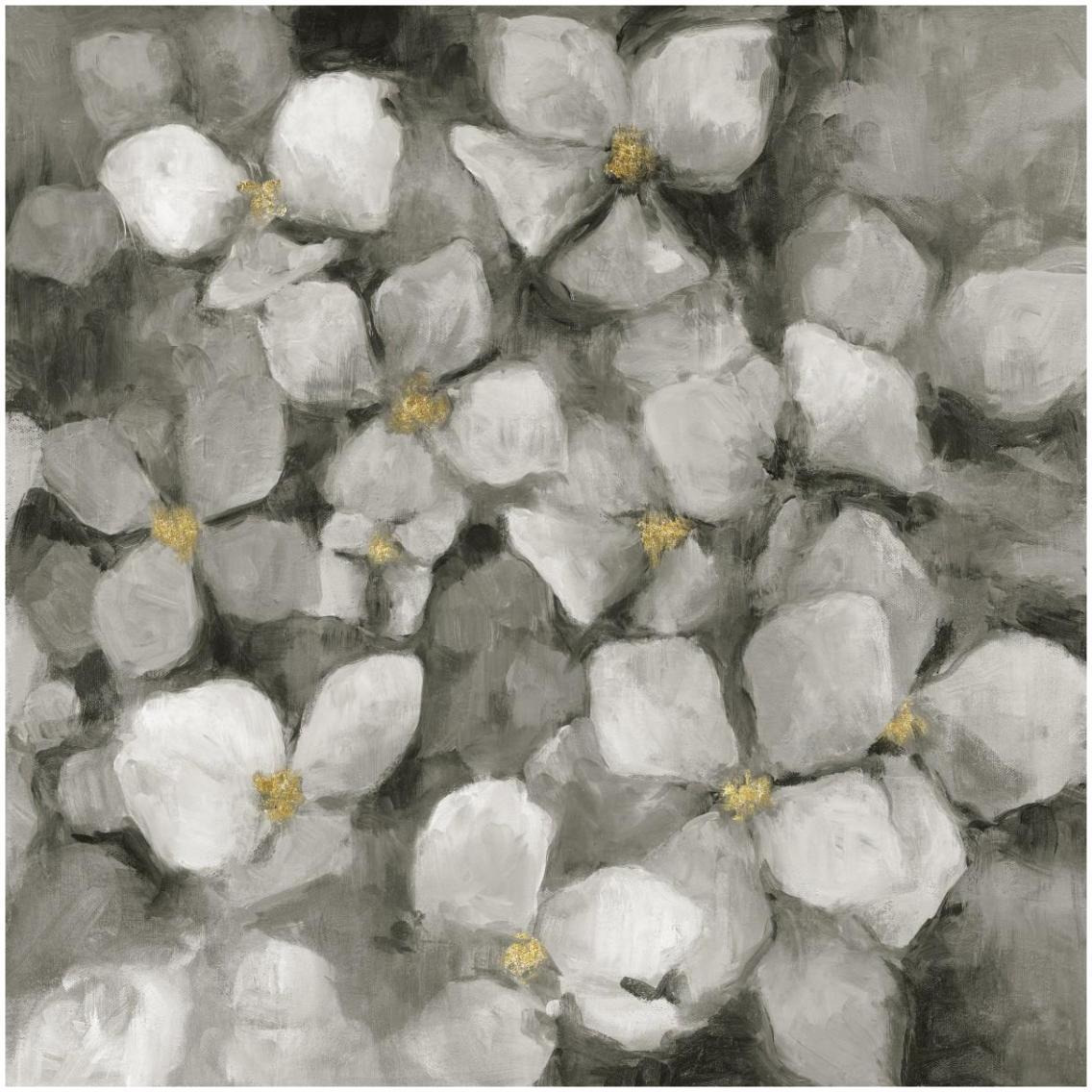 Midnight Neutral Hydrangeas with Gold Crop -Paper Art-32&quotx32"