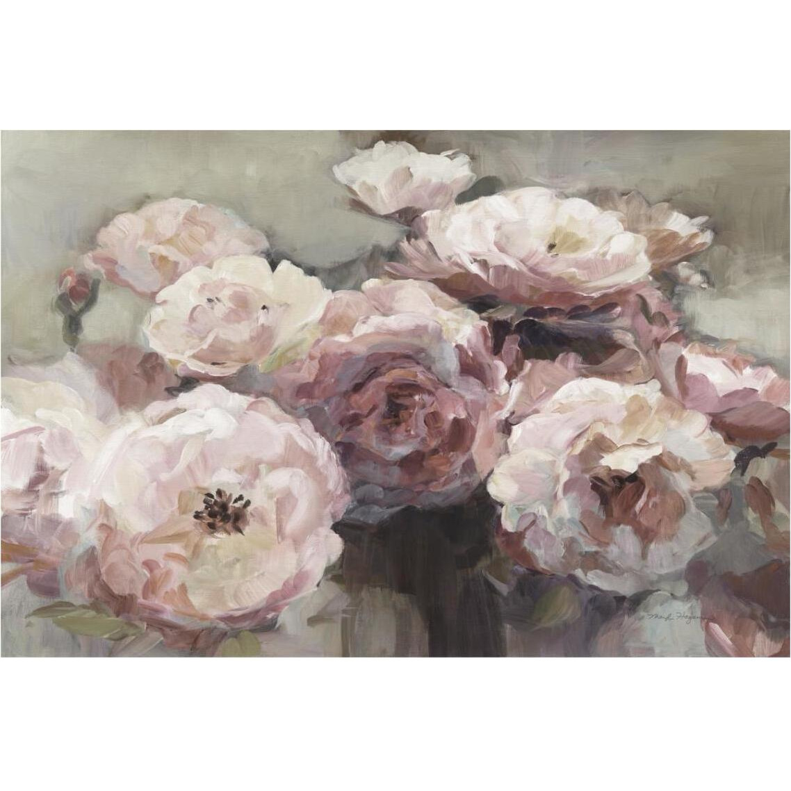 Wild Roses Neutral -Paper Art-38&quotx26"