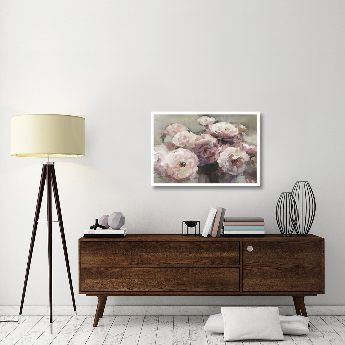 Wild Roses Neutral -Paper Art-38&quotx26"