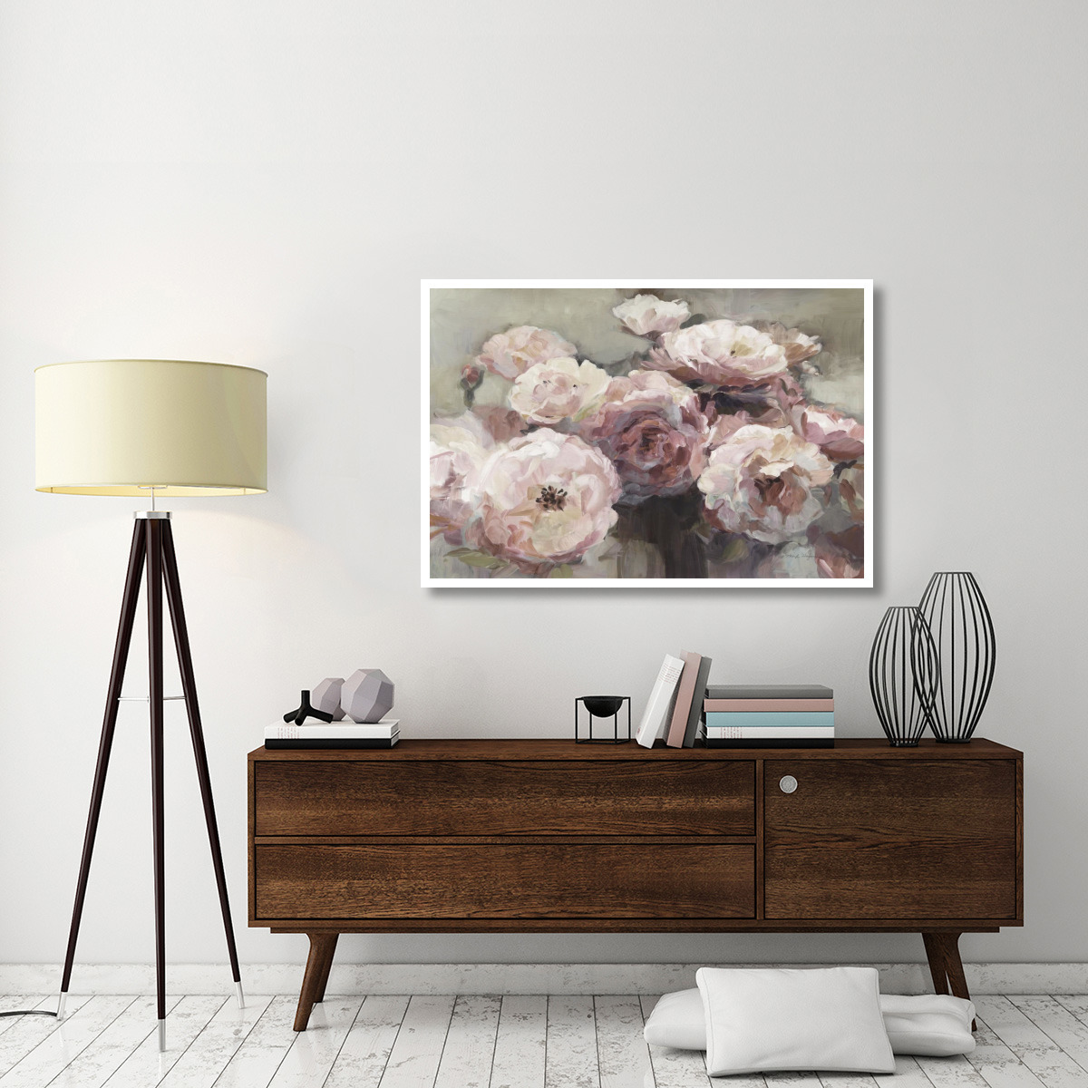 Wild Roses Neutral -Paper Art-50&quotx34"