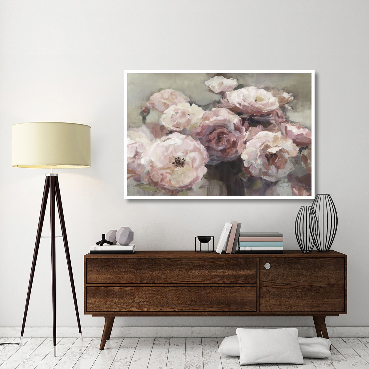 Wild Roses Neutral -Paper Art-62&quotx42"
