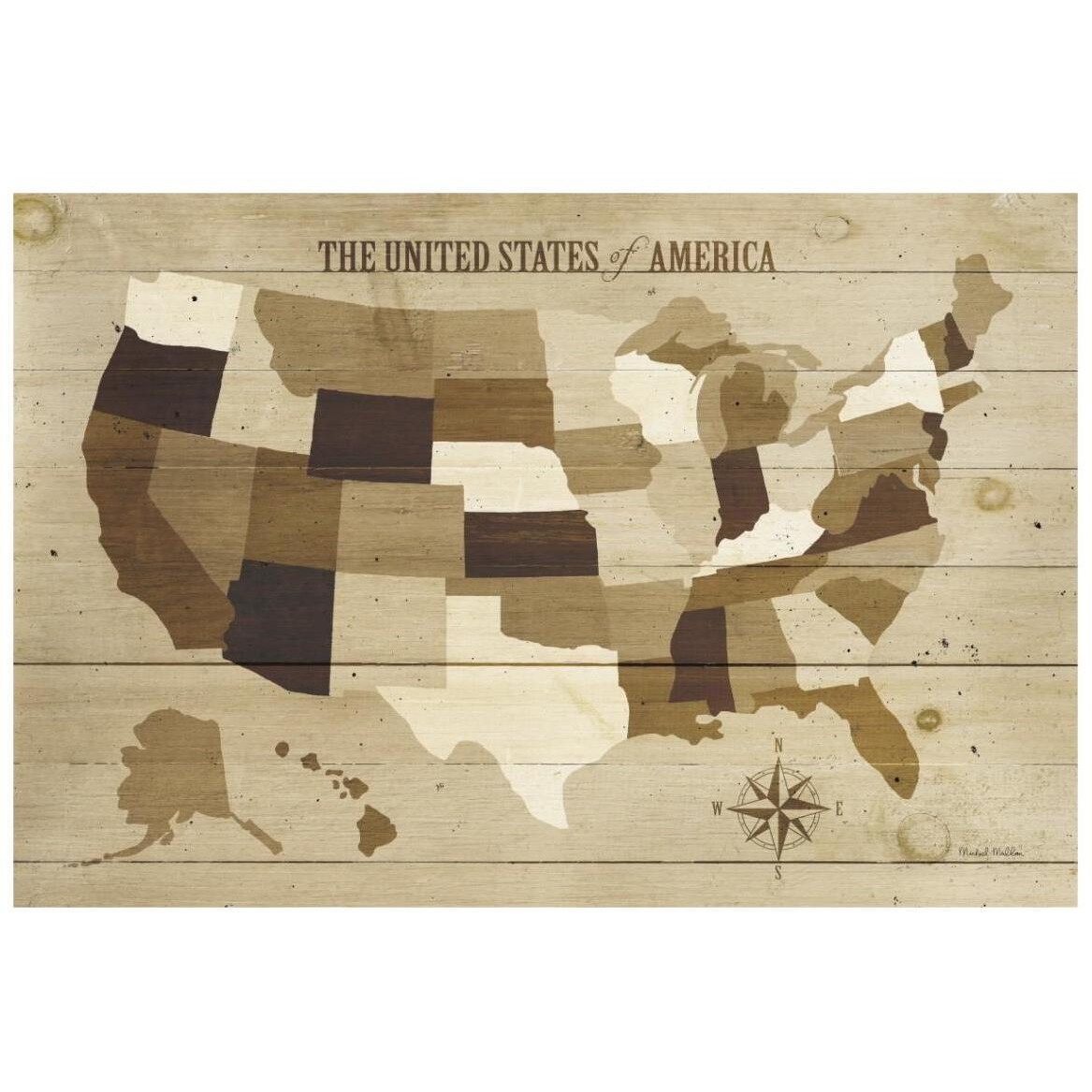 USA Modern Vintage Wood -Paper Art-20&quotx14"