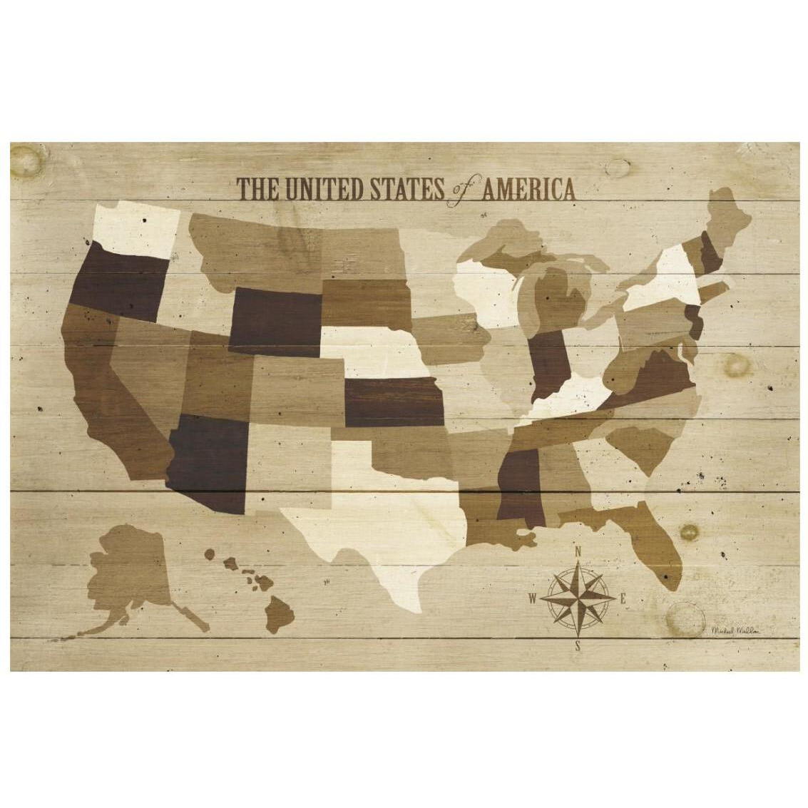 USA Modern Vintage Wood -Paper Art-26&quotx18"