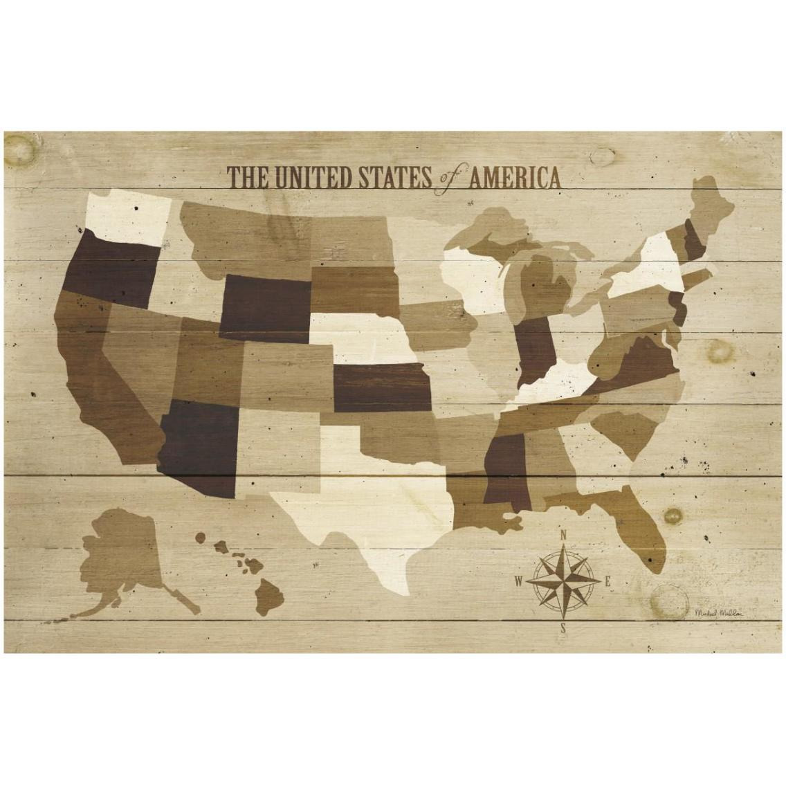 USA Modern Vintage Wood -Paper Art-32&quotx22"