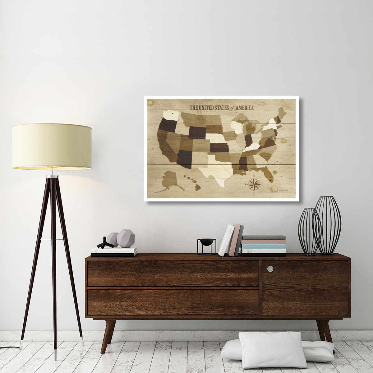 USA Modern Vintage Wood -Paper Art-50&quotx34"