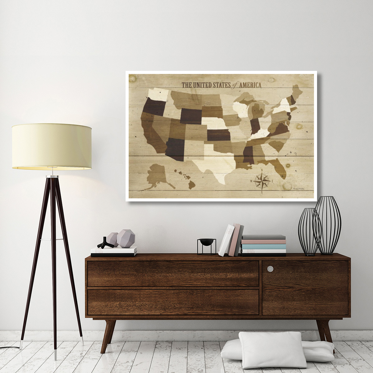 USA Modern Vintage Wood -Paper Art-62&quotx42"