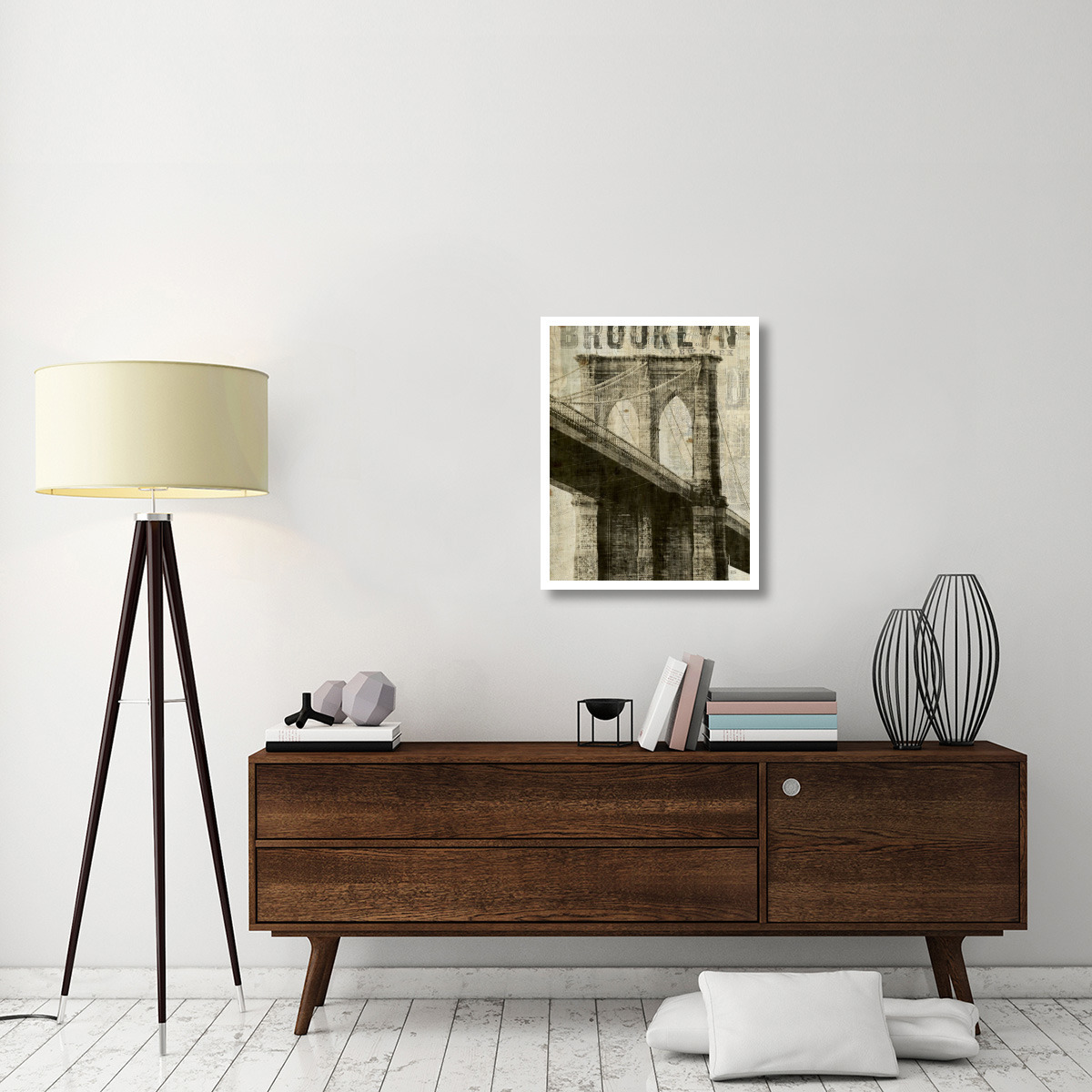 Vintage New York Brooklyn Bridge -Paper Art-24&quotx30"