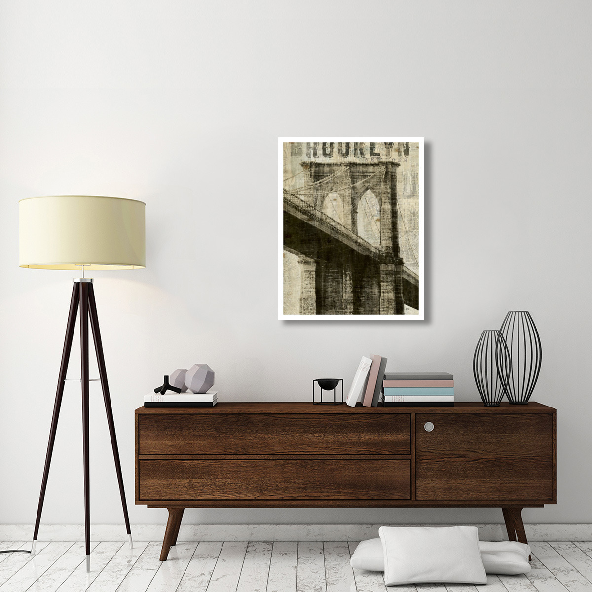 Vintage New York Brooklyn Bridge -Paper Art-30&quotx37"