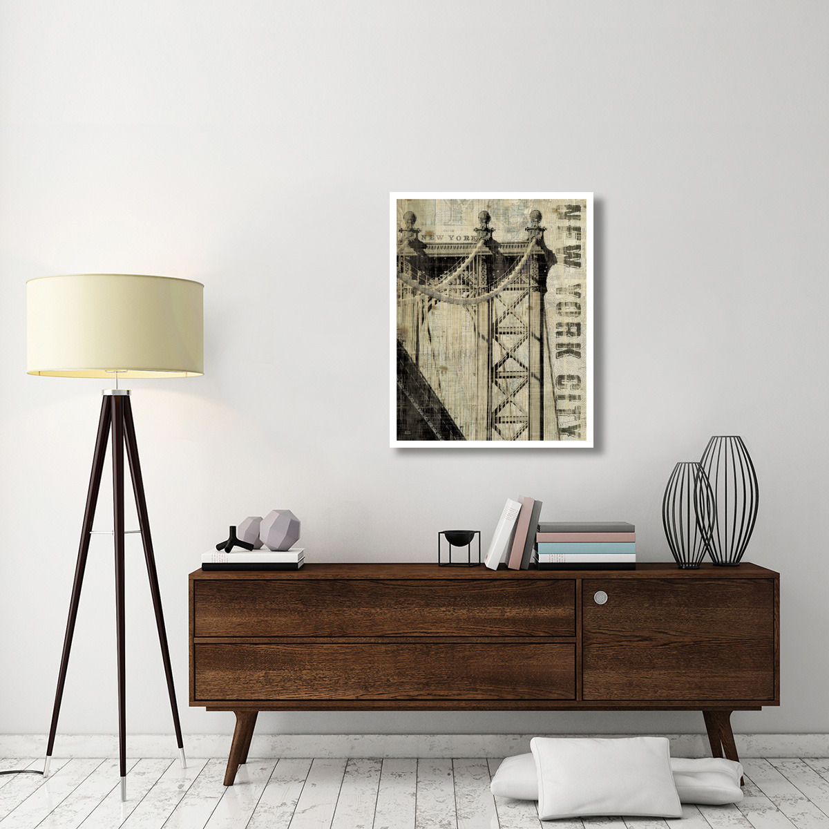 Vintage New Manhattan Bridge -Paper Art-30&quotx37"