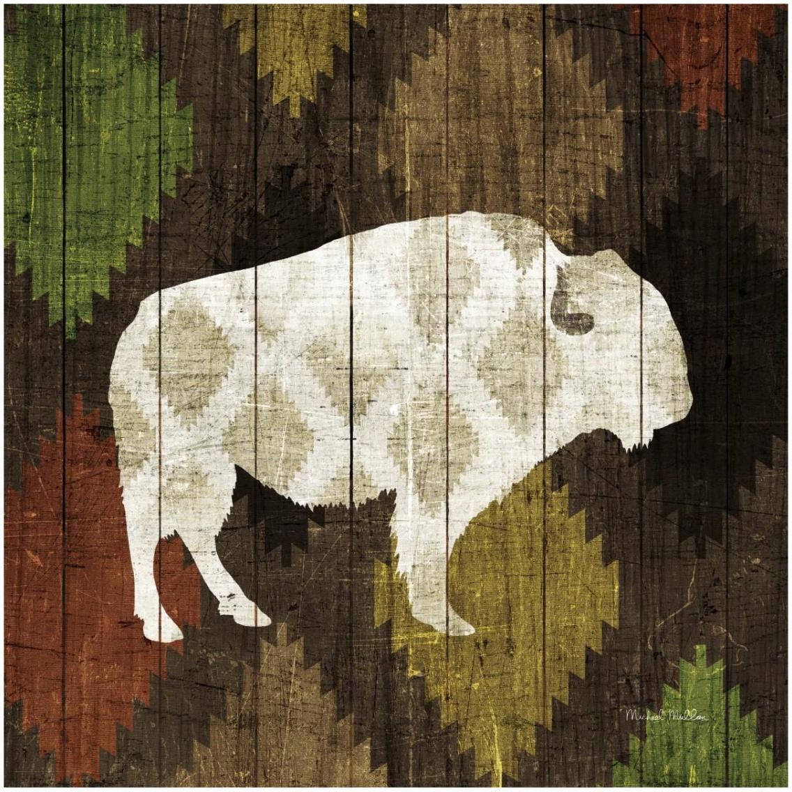 Southwest Lodge Buffalo -Paper Art-32&quotx32"