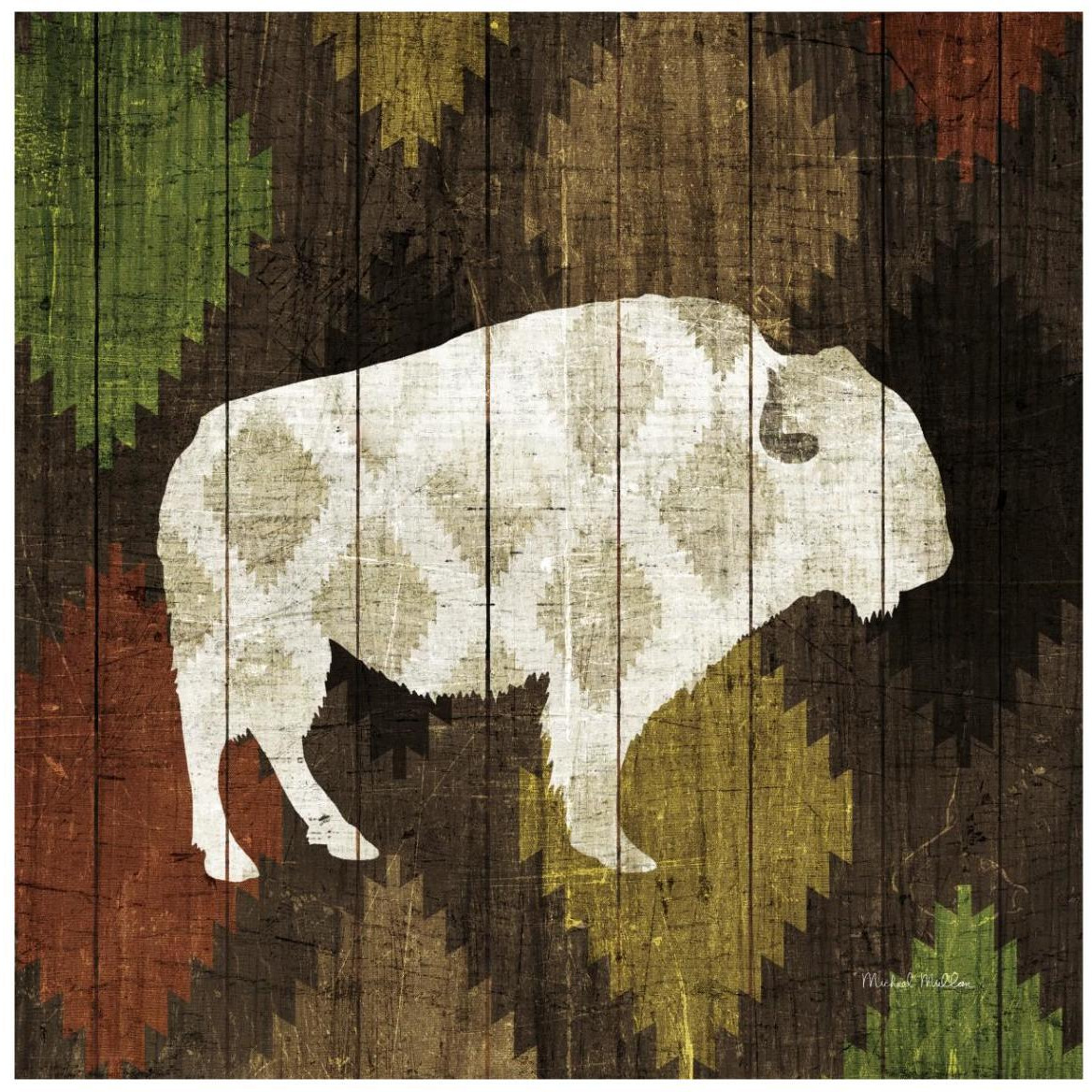 Southwest Lodge Buffalo -Paper Art-42&quotx42"