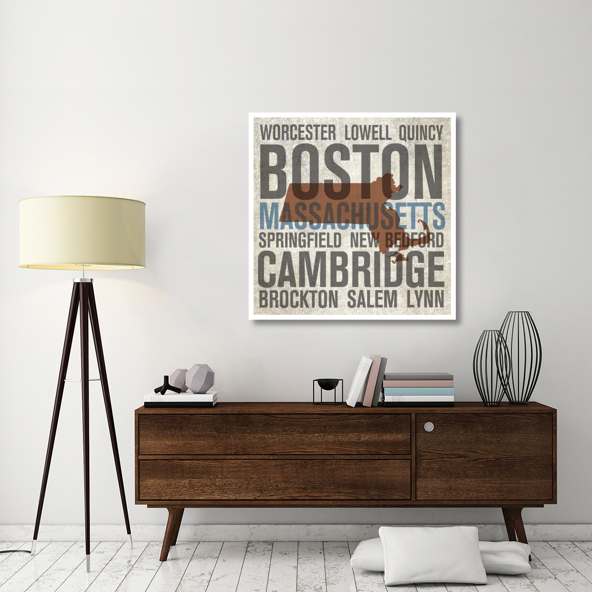 Massachusetts -Paper Art-42&quotx42"