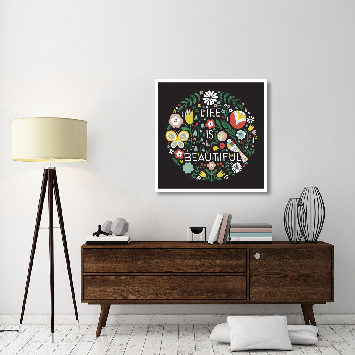 Life is Beautiful Sq -Paper Art-38&quotx38"