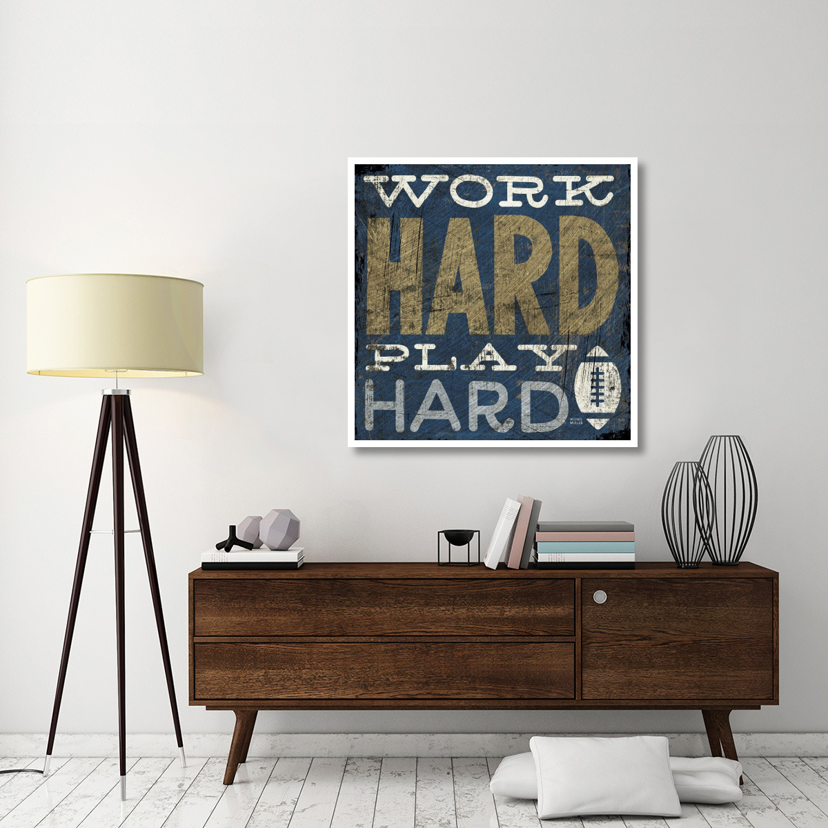 Football V Blue -Paper Art-42&quotx42"