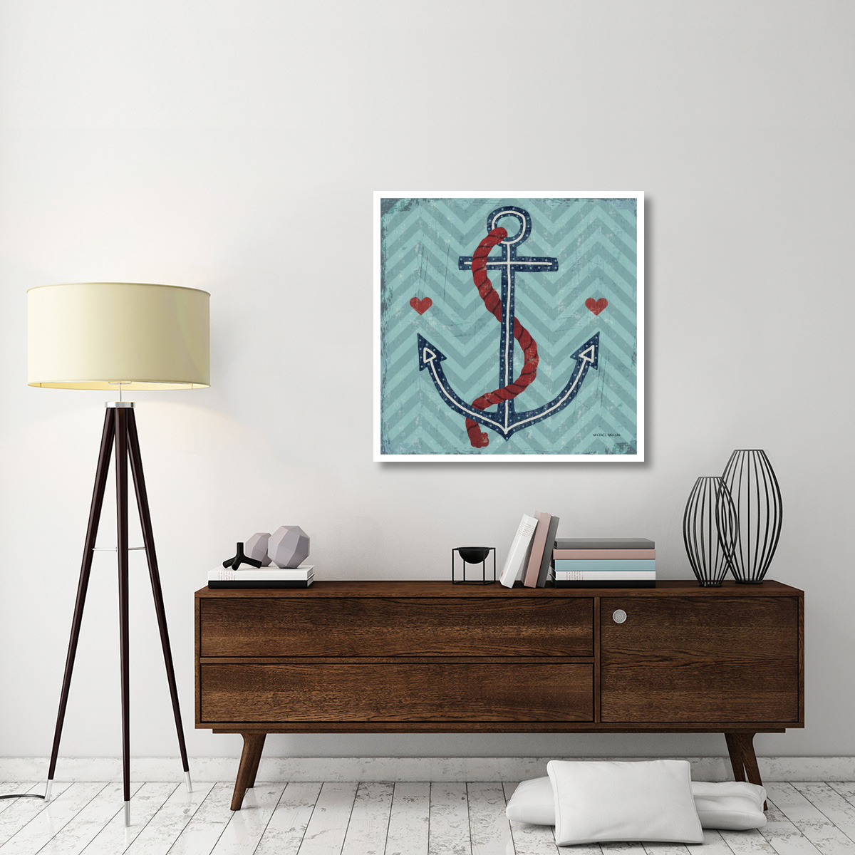 Nautical Love Anchor -Paper Art-38&quotx38"