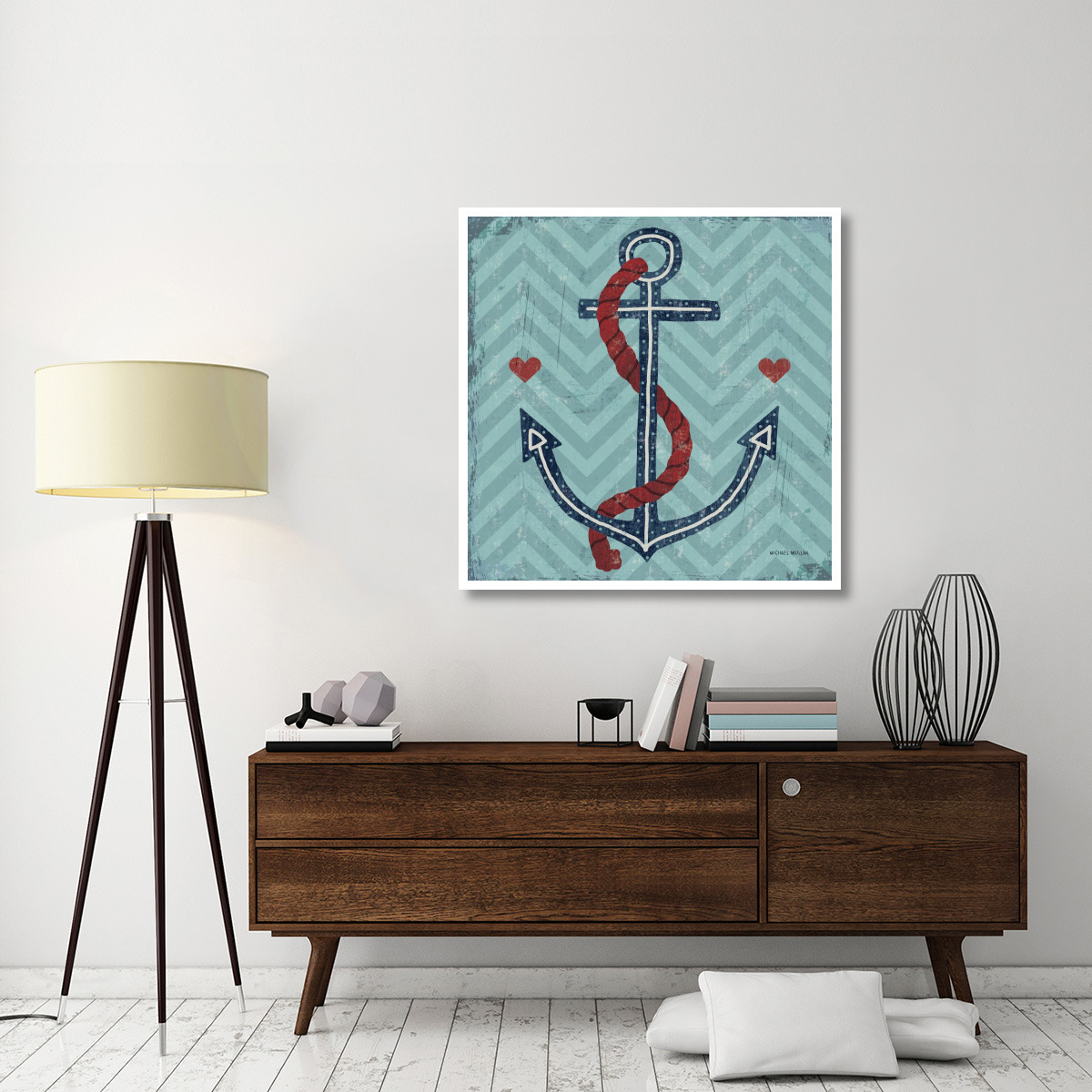 Nautical Love Anchor -Paper Art-42&quotx42"