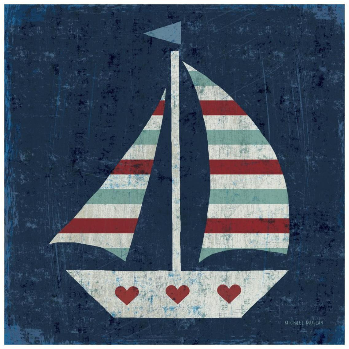 Nautical Love Sail Boat -Paper Art-26&quotx26"