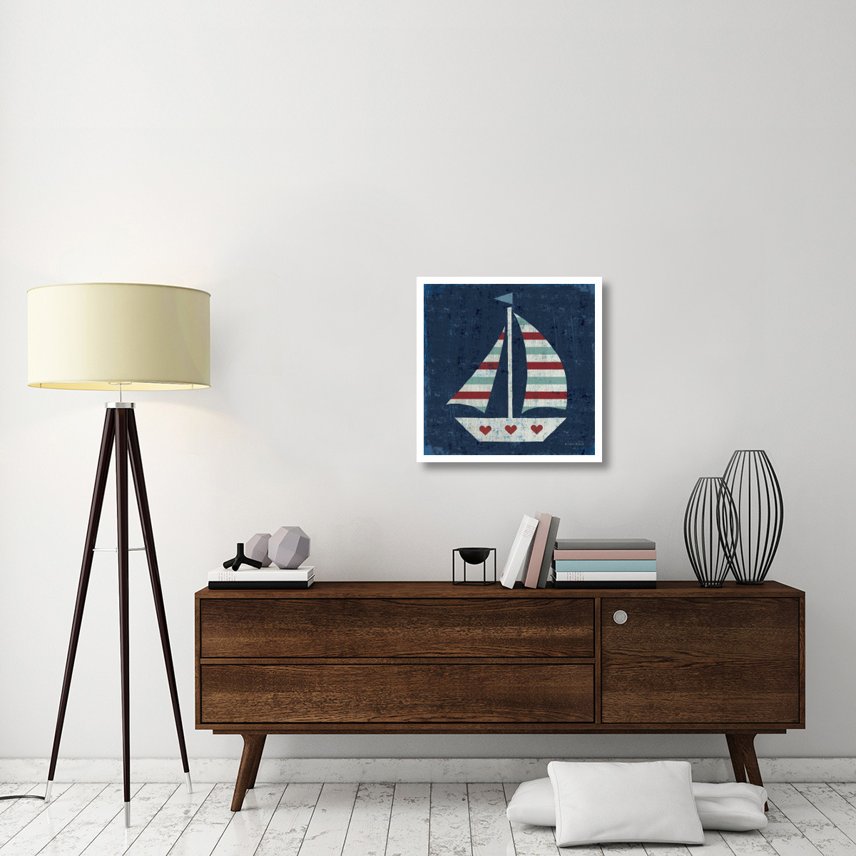 Nautical Love Sail Boat -Paper Art-26&quotx26"