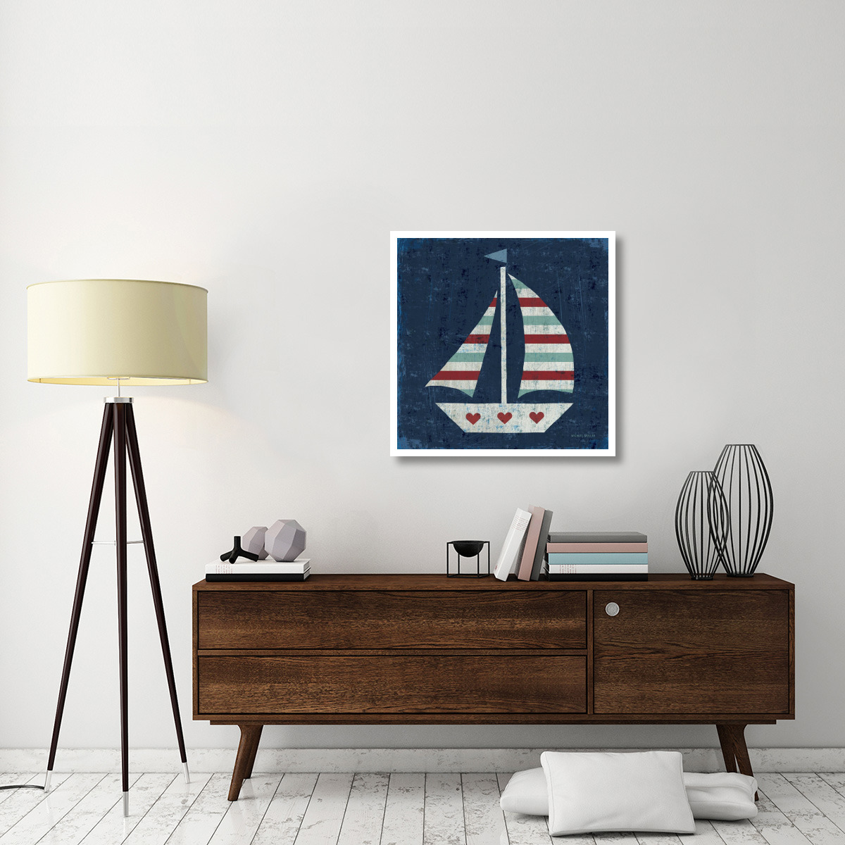 Nautical Love Sail Boat -Paper Art-32&quotx32"