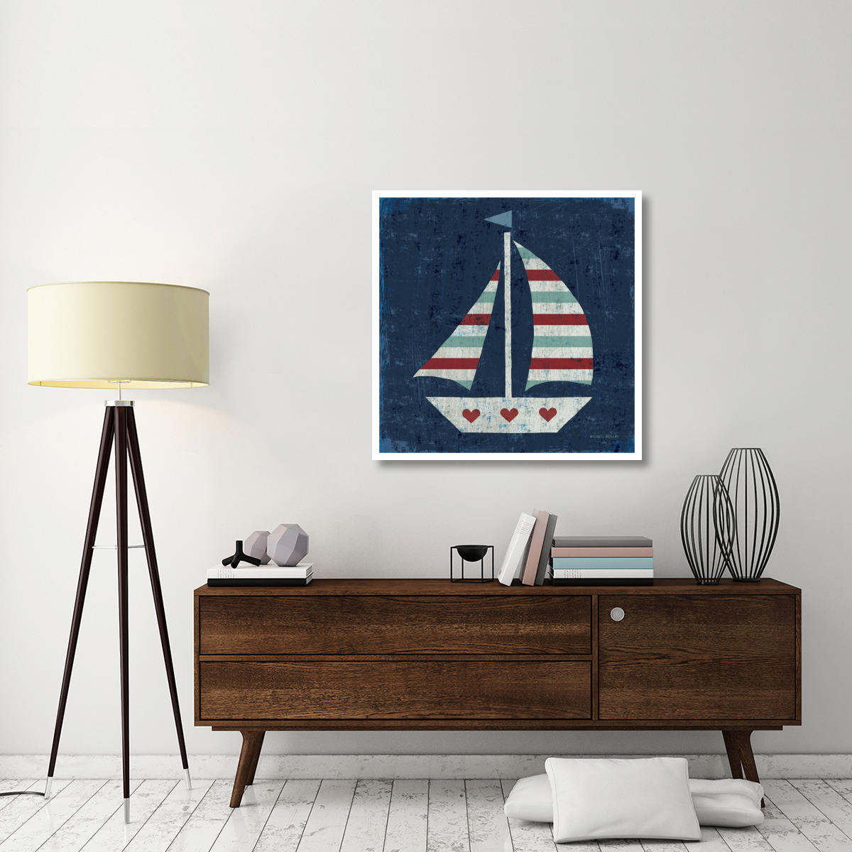Nautical Love Sail Boat -Paper Art-38&quotx38"