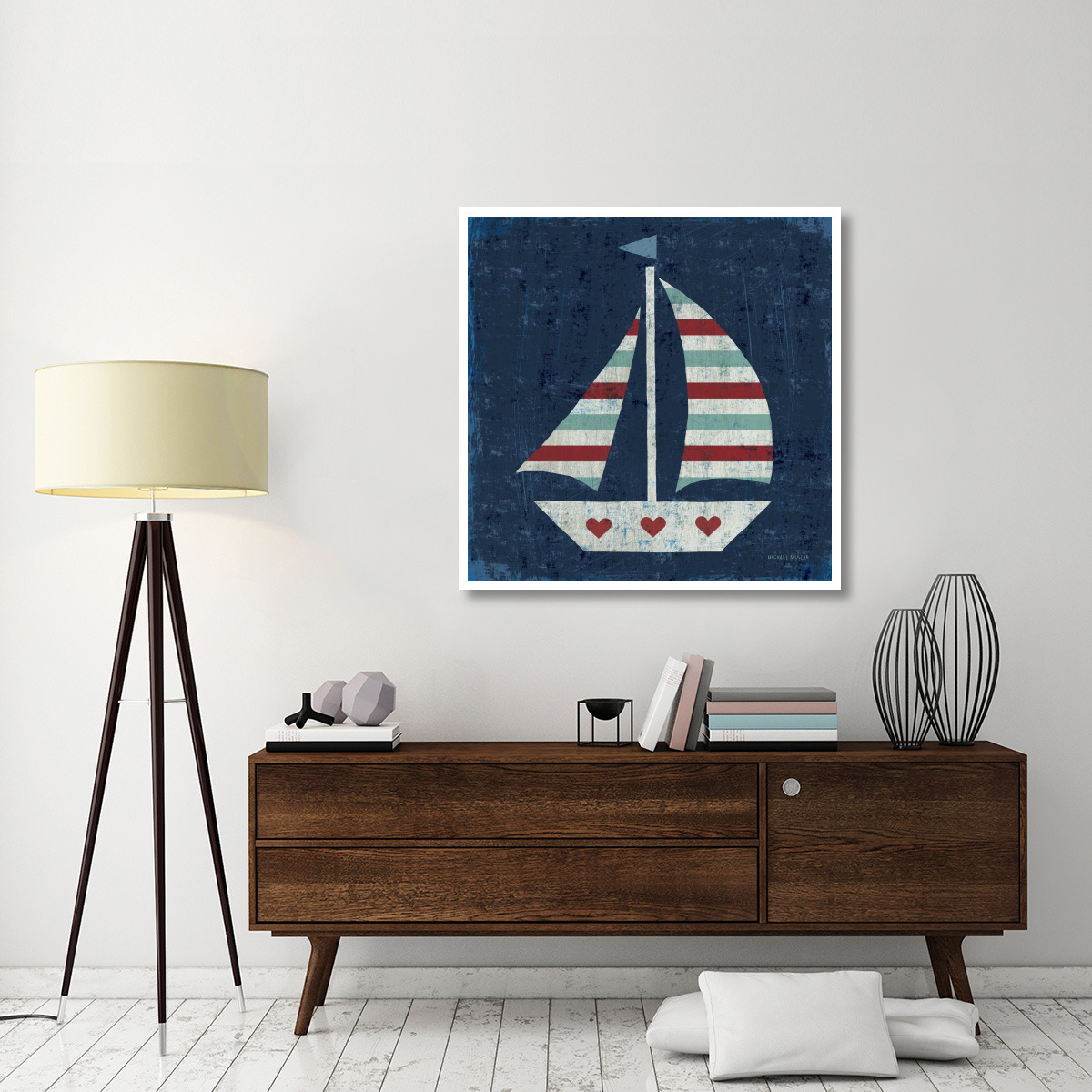 Nautical Love Sail Boat -Paper Art-42&quotx42"