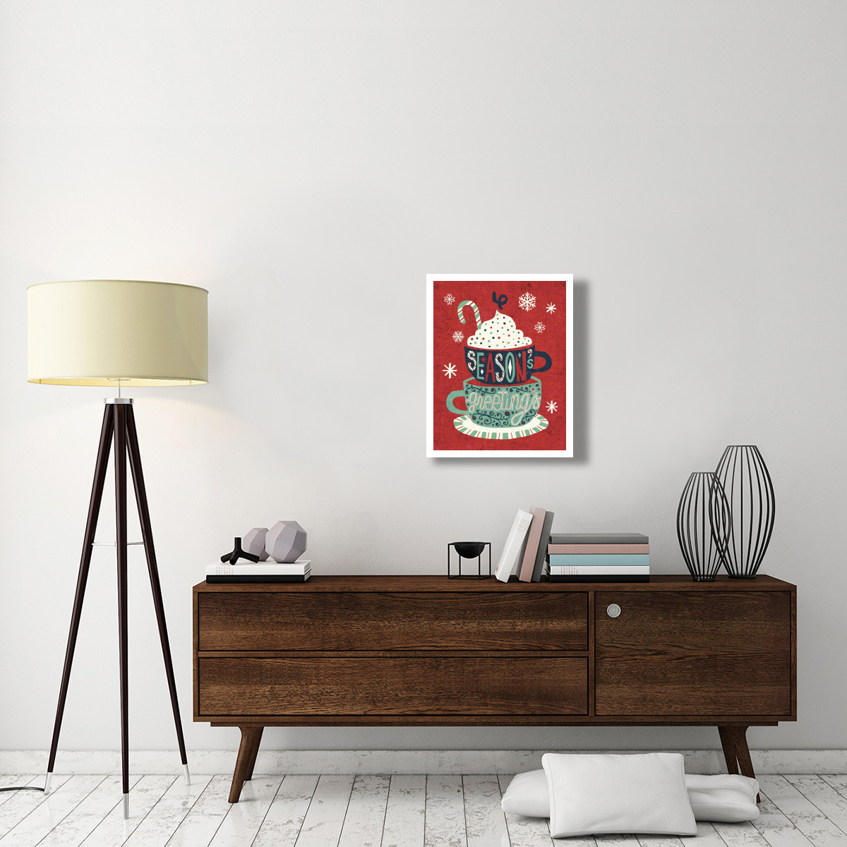 Festive Holiday Cocoa Seasons Greetings -Paper Art-22&quotx26"
