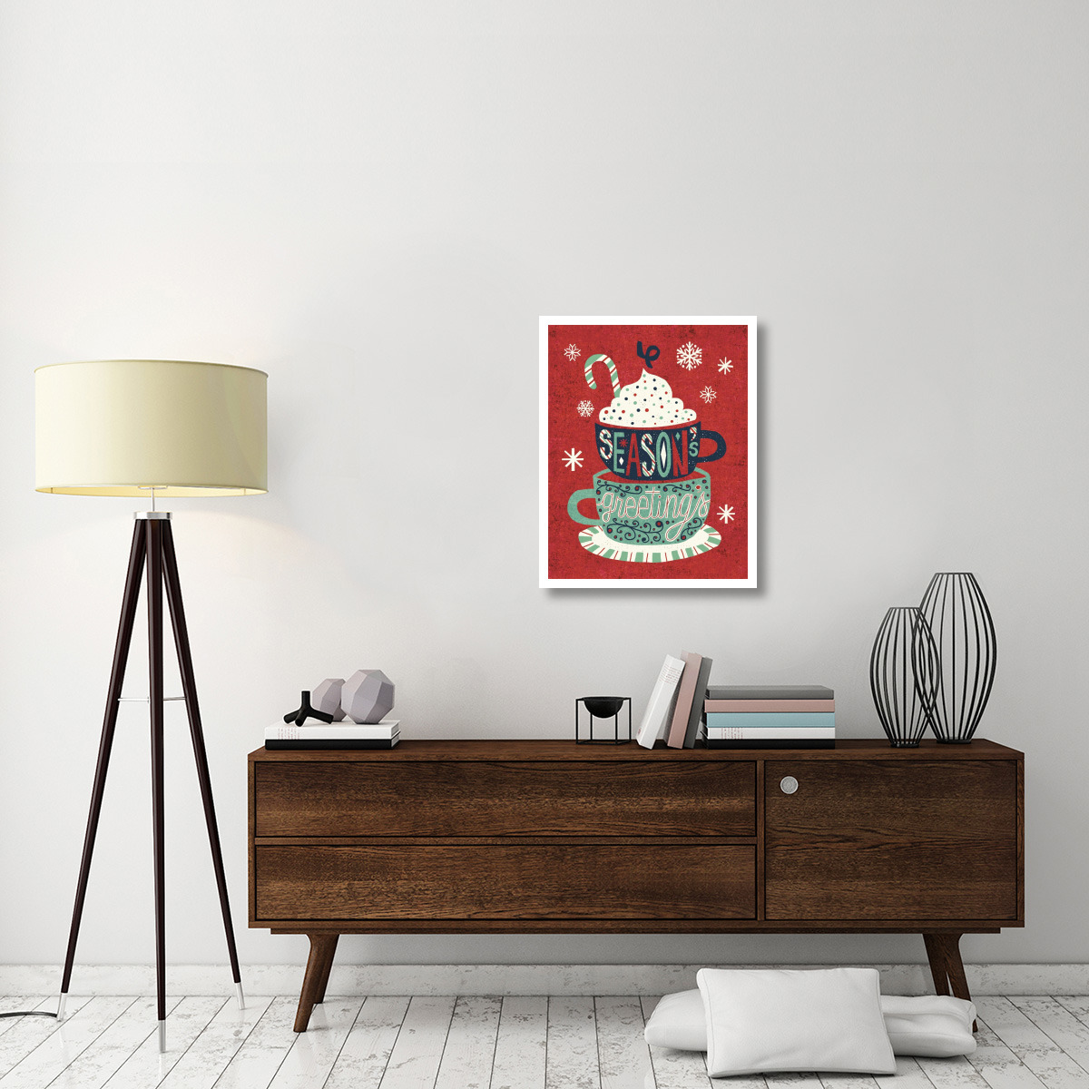 Festive Holiday Cocoa Seasons Greetings -Paper Art-24&quotx30"