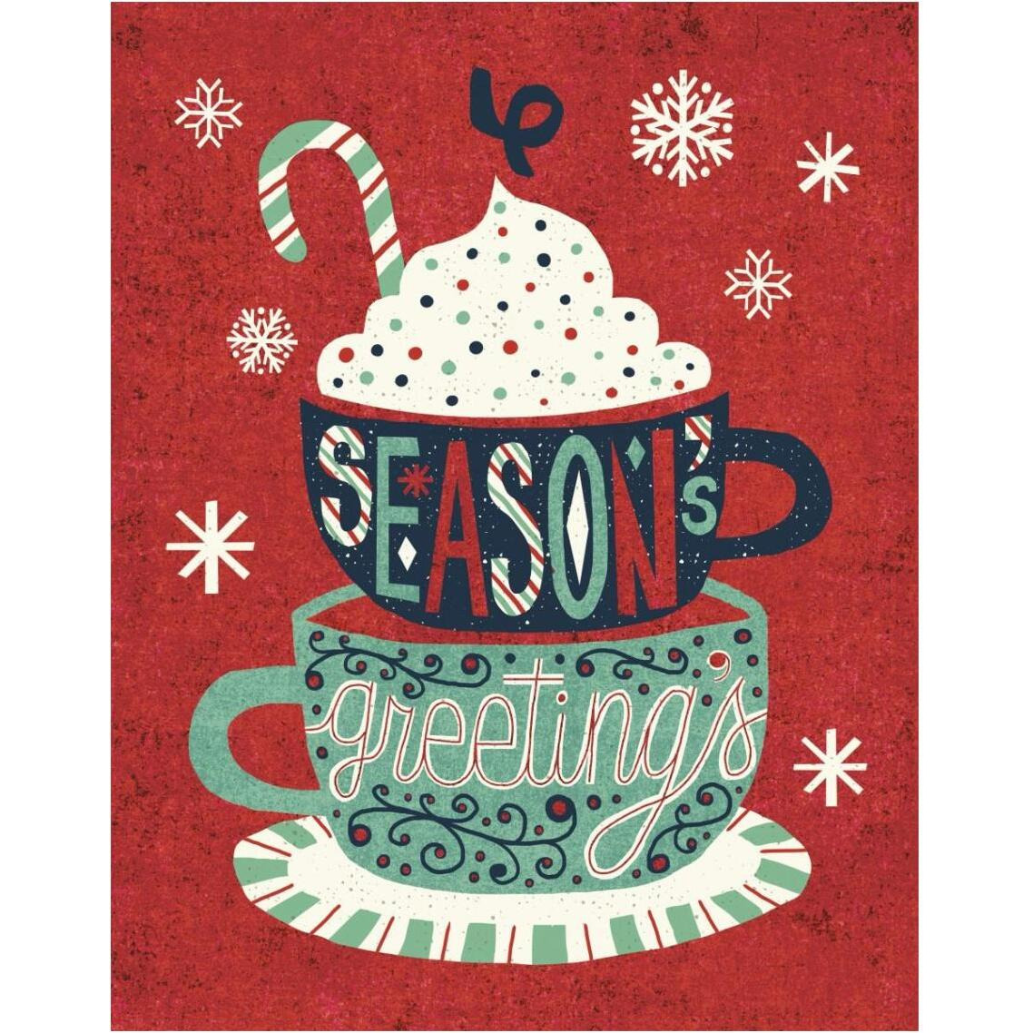 Festive Holiday Cocoa Seasons Greetings -Paper Art-30&quotx37"