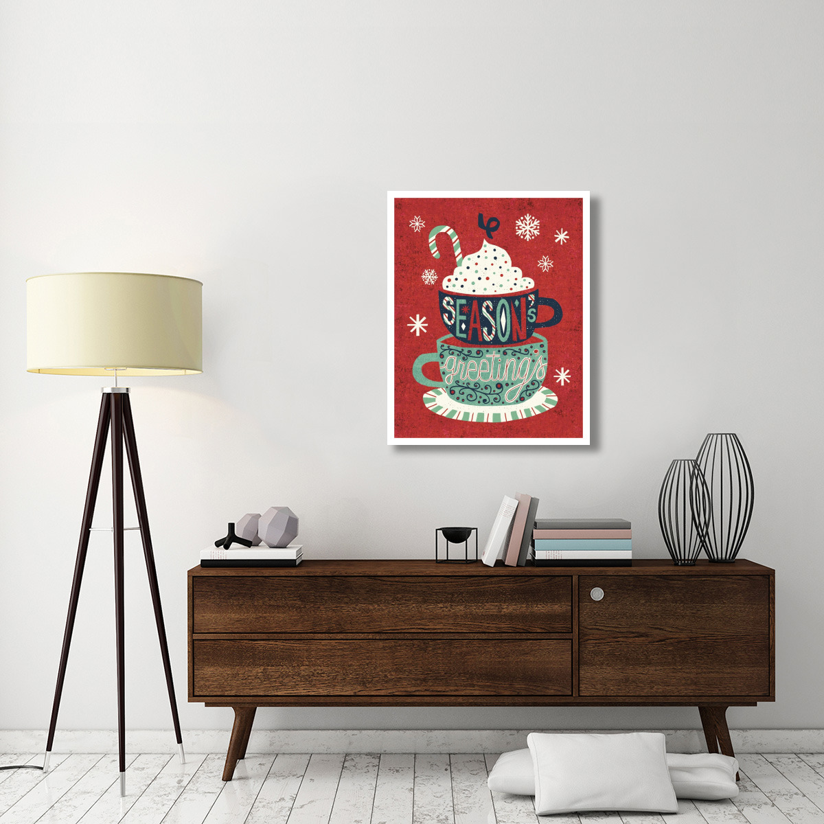 Festive Holiday Cocoa Seasons Greetings -Paper Art-30&quotx37"