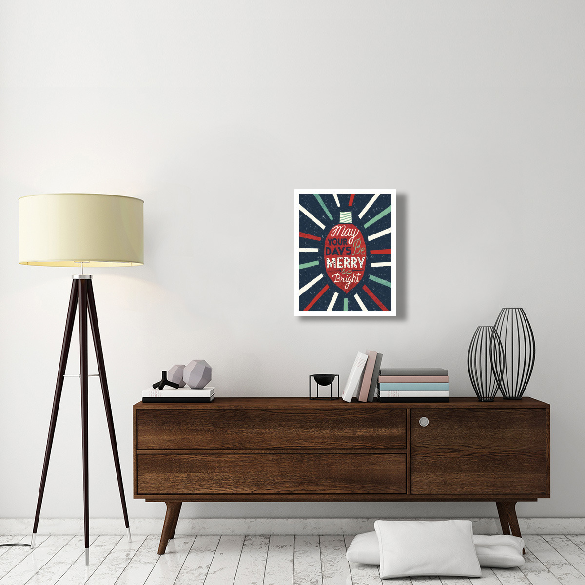 Festive Holiday Light Bulb Merry and Bright -Paper Art-22&quotx26"
