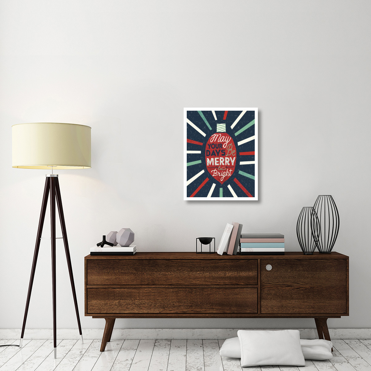 Festive Holiday Light Bulb Merry and Bright -Paper Art-24&quotx30"