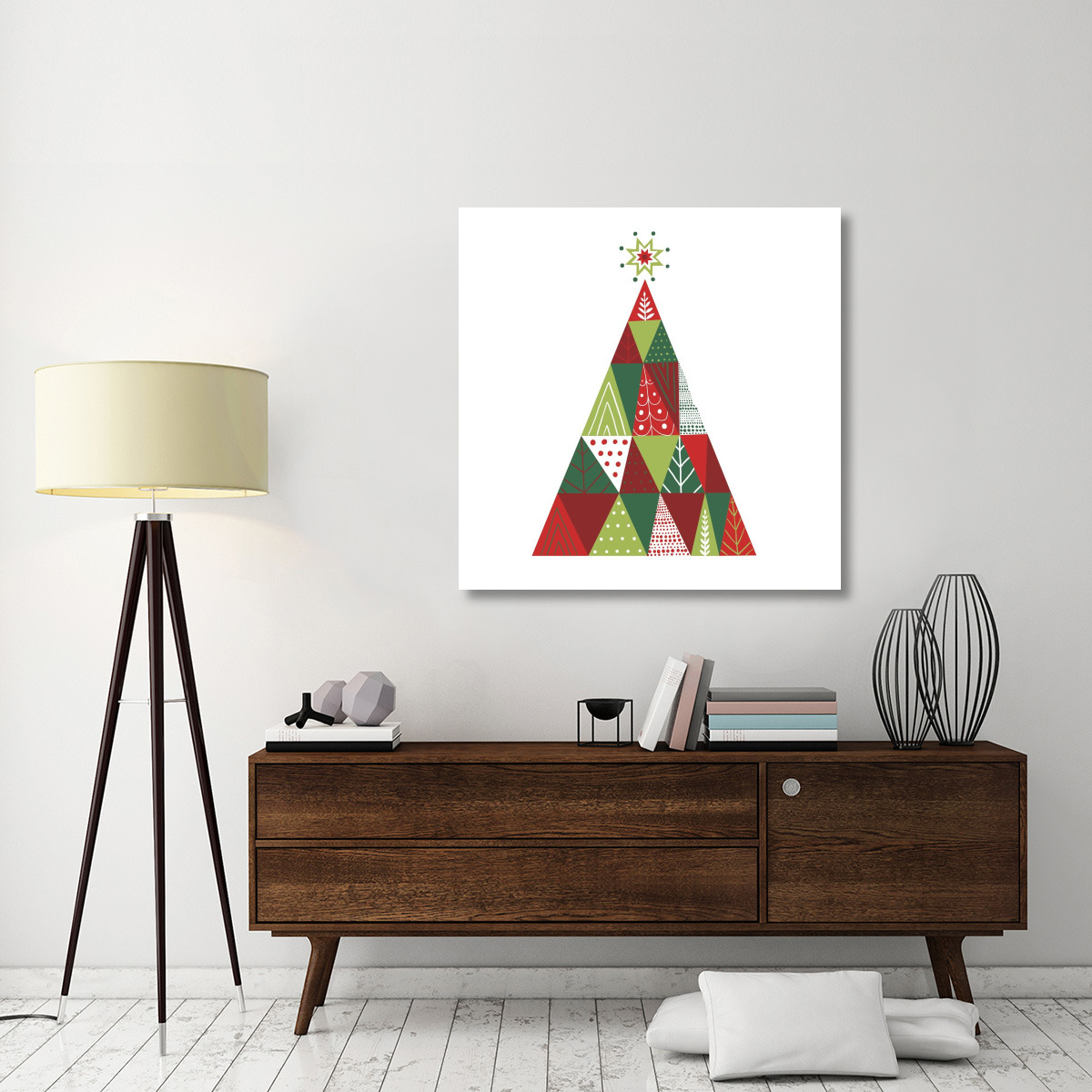 Geometric Holiday Trees I -Paper Art-42&quotx42"