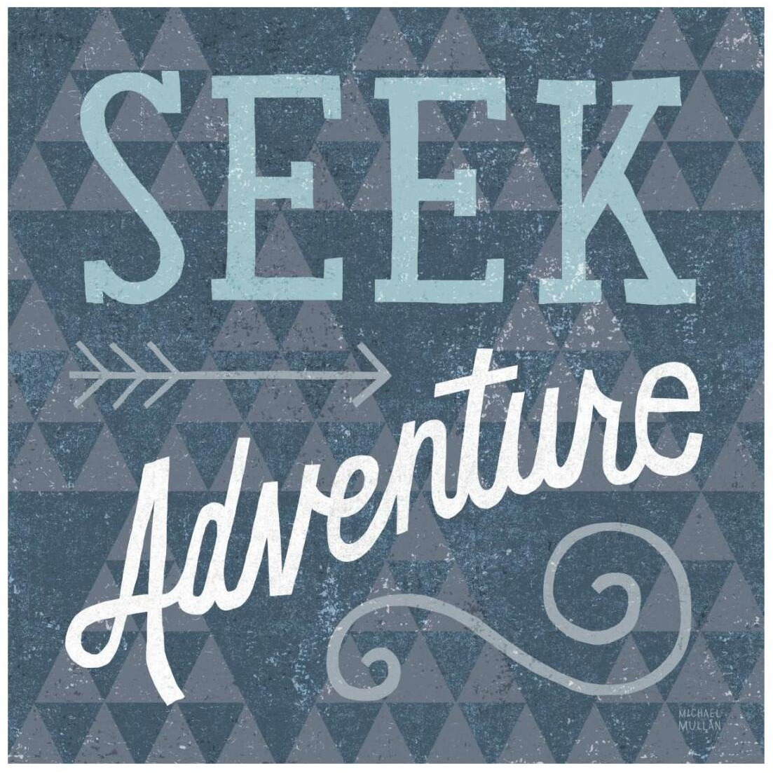 Mod Triangles Seek Adventure Blue -Paper Art-20&quotx20"