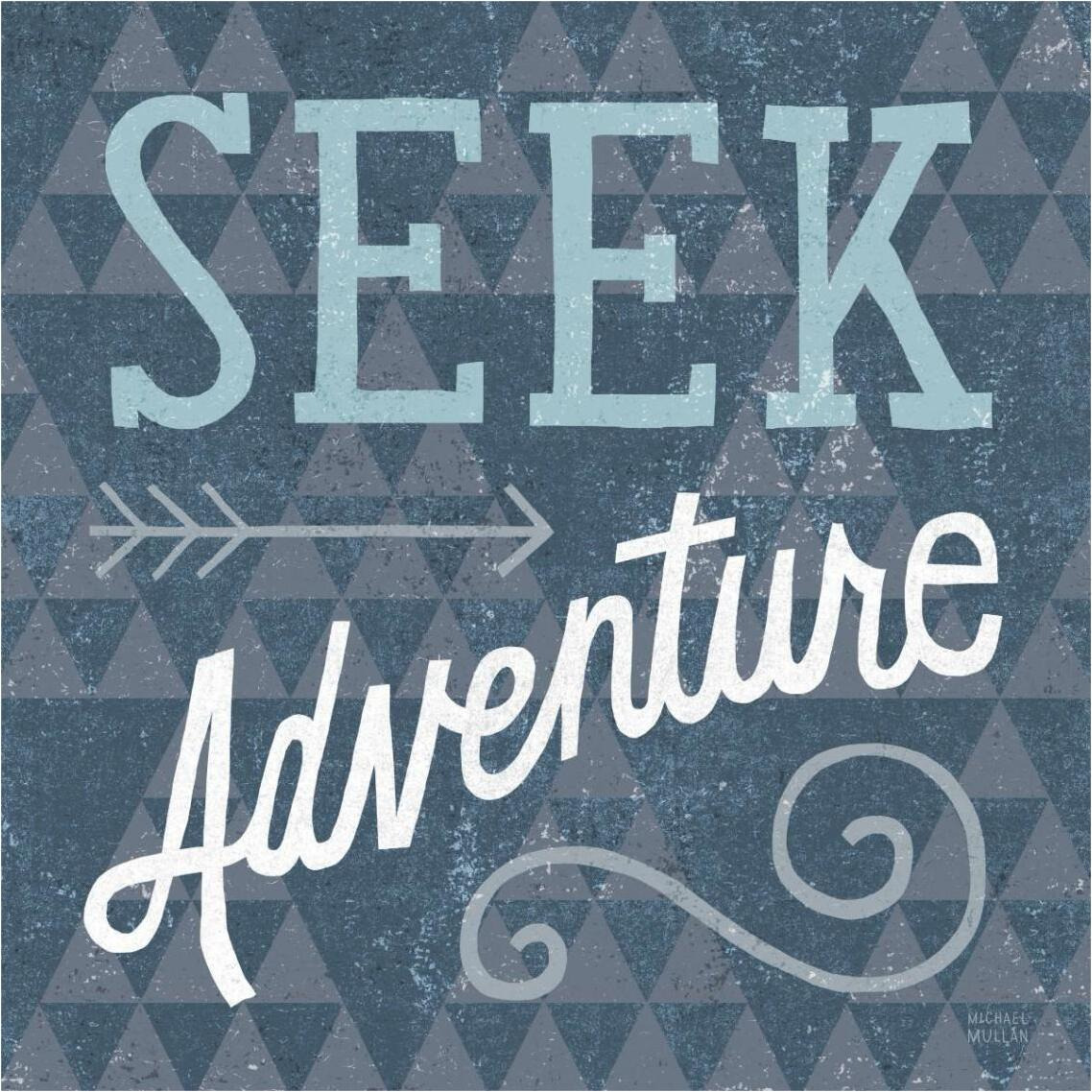 Mod Triangles Seek Adventure Blue -Paper Art-38&quotx38"