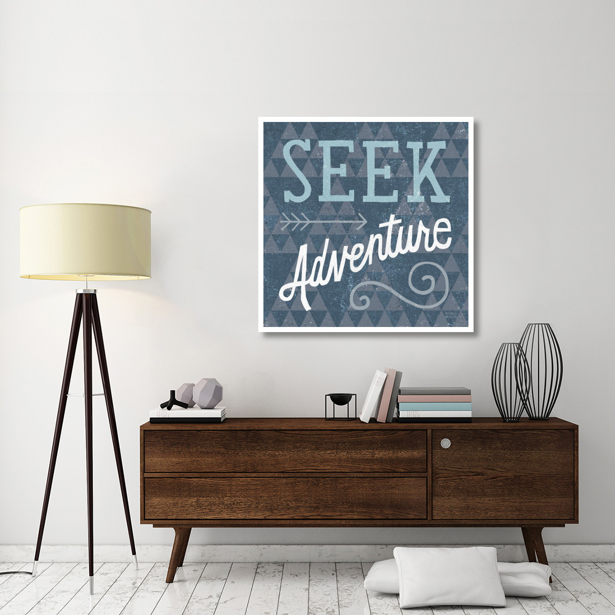 Mod Triangles Seek Adventure Blue -Paper Art-42&quotx42"