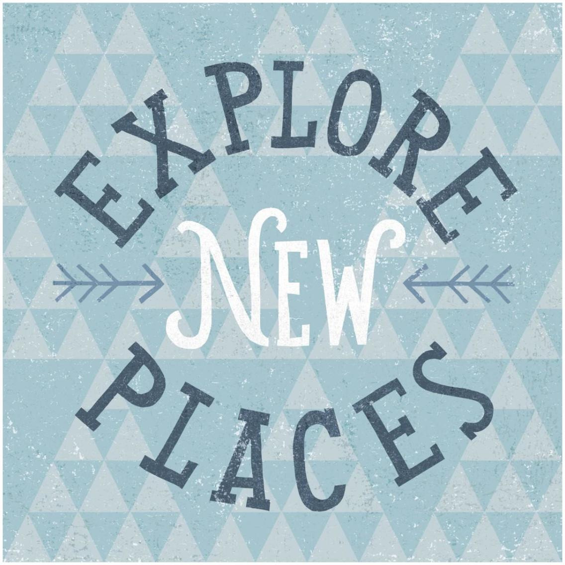 Mod Triangles Explore New Places Blue -Paper Art-32&quotx32"