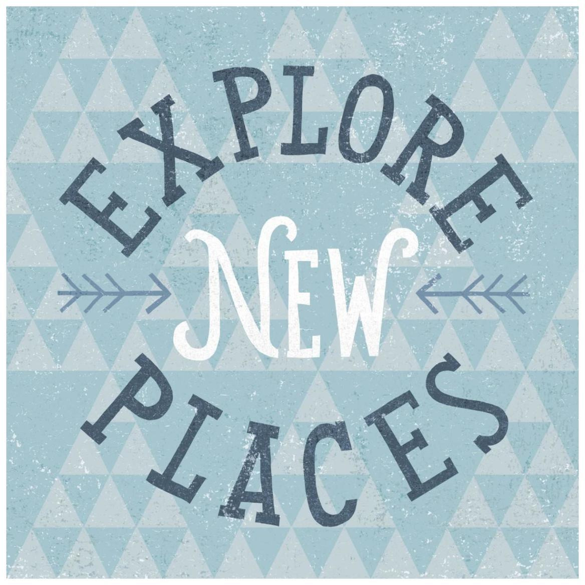 Mod Triangles Explore New Places Blue -Paper Art-42&quotx42"