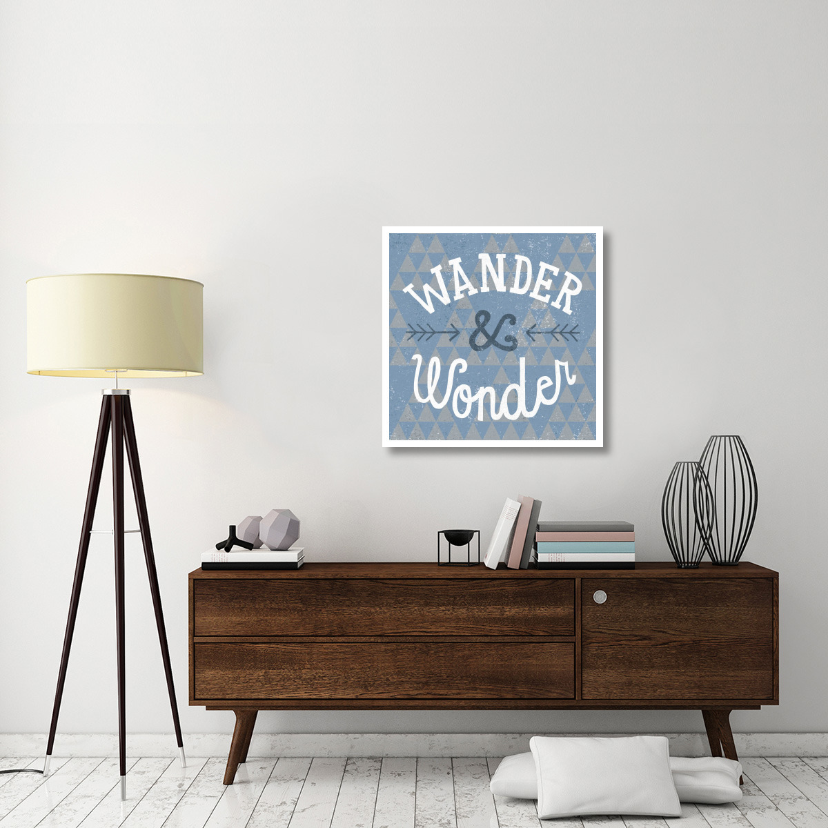 Mod Triangles Wander and Wonder Blue -Paper Art-32&quotx32"