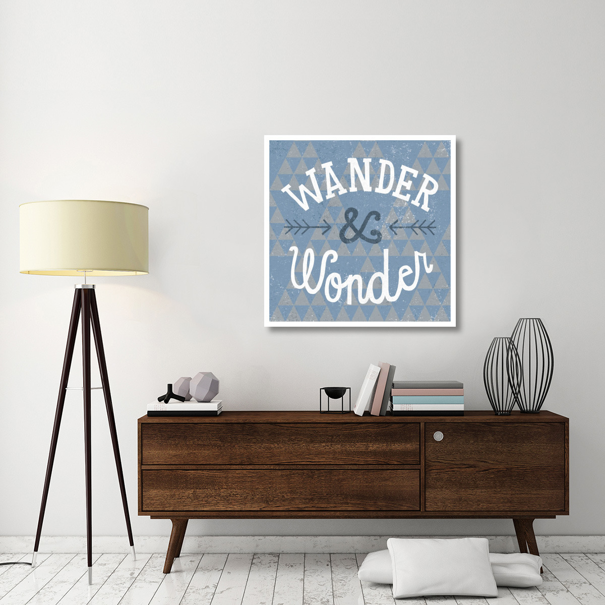Mod Triangles Wander and Wonder Blue -Paper Art-38&quotx38"
