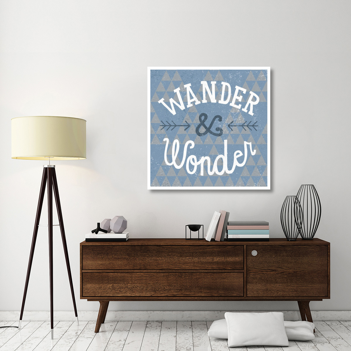 Mod Triangles Wander and Wonder Blue -Paper Art-42&quotx42"