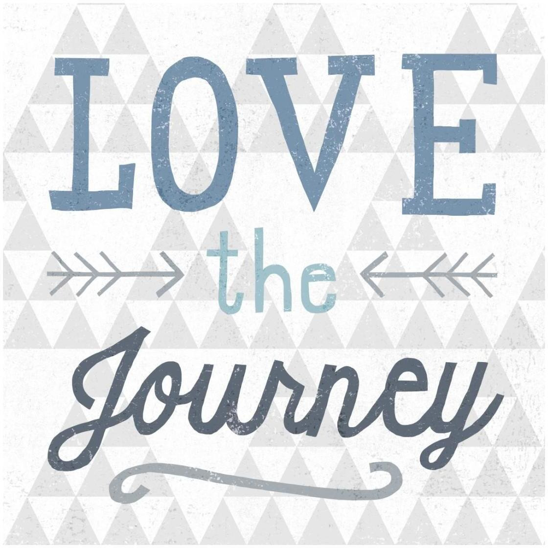 Mod Triangles Love the Journey Blue -Paper Art-26&quotx26"