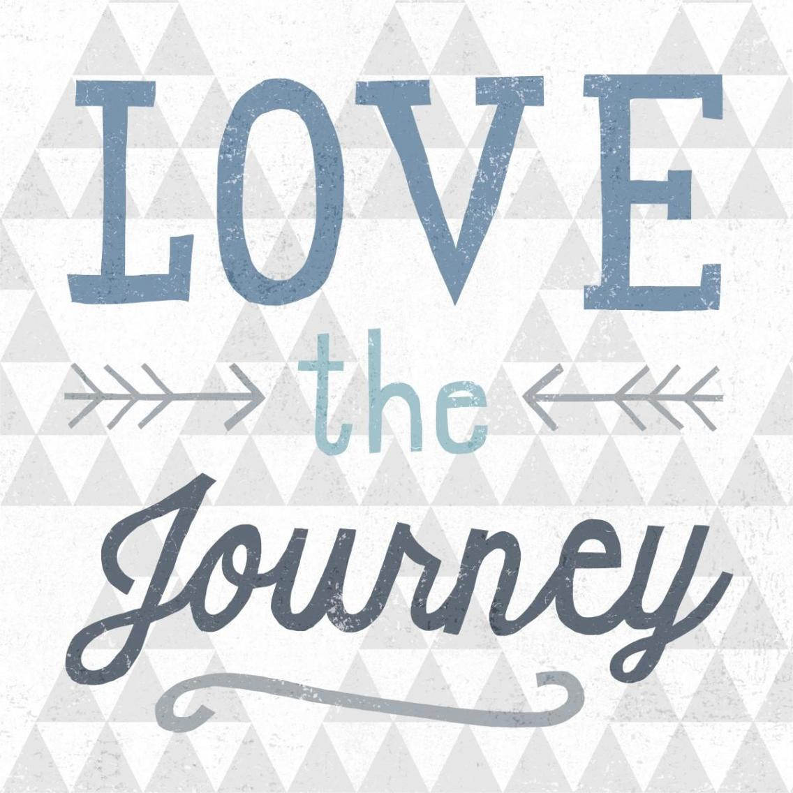 Mod Triangles Love the Journey Blue -Paper Art-38&quotx38"