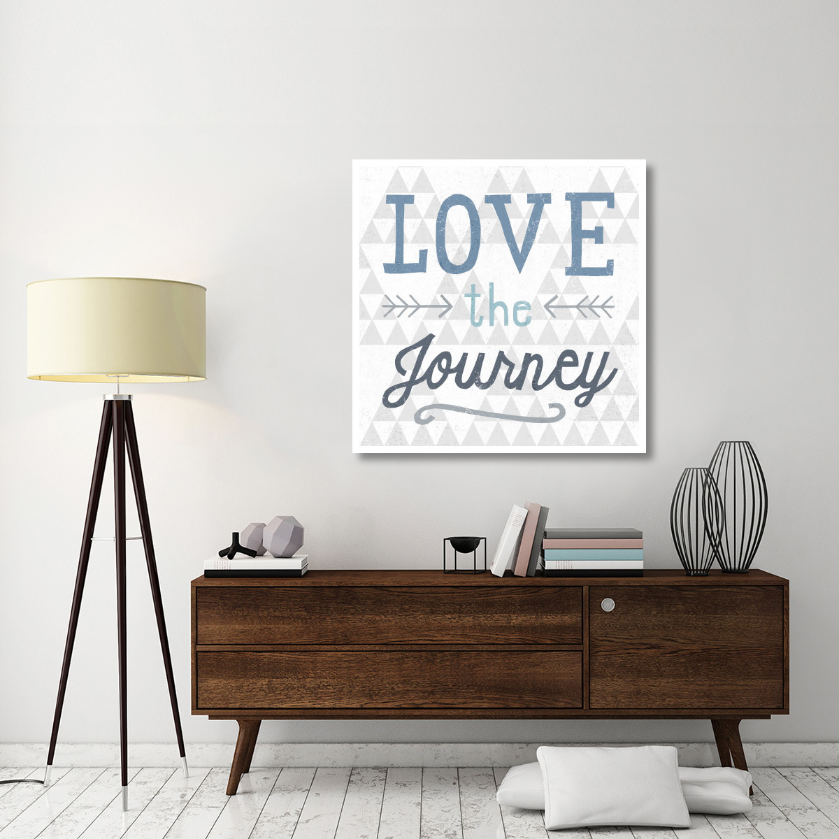 Mod Triangles Love the Journey Blue -Paper Art-42&quotx42"