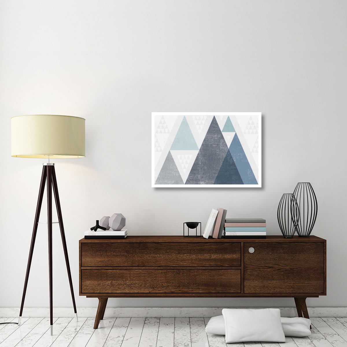 Mod Triangles I Blue -Paper Art-38&quotx26"