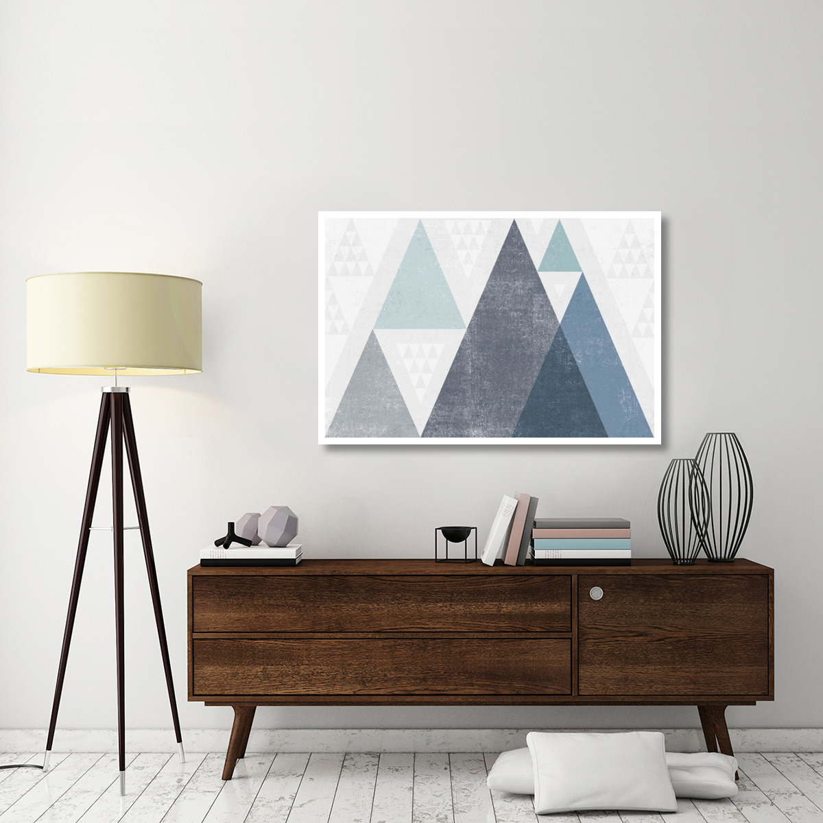 Mod Triangles I Blue -Paper Art-50&quotx34"