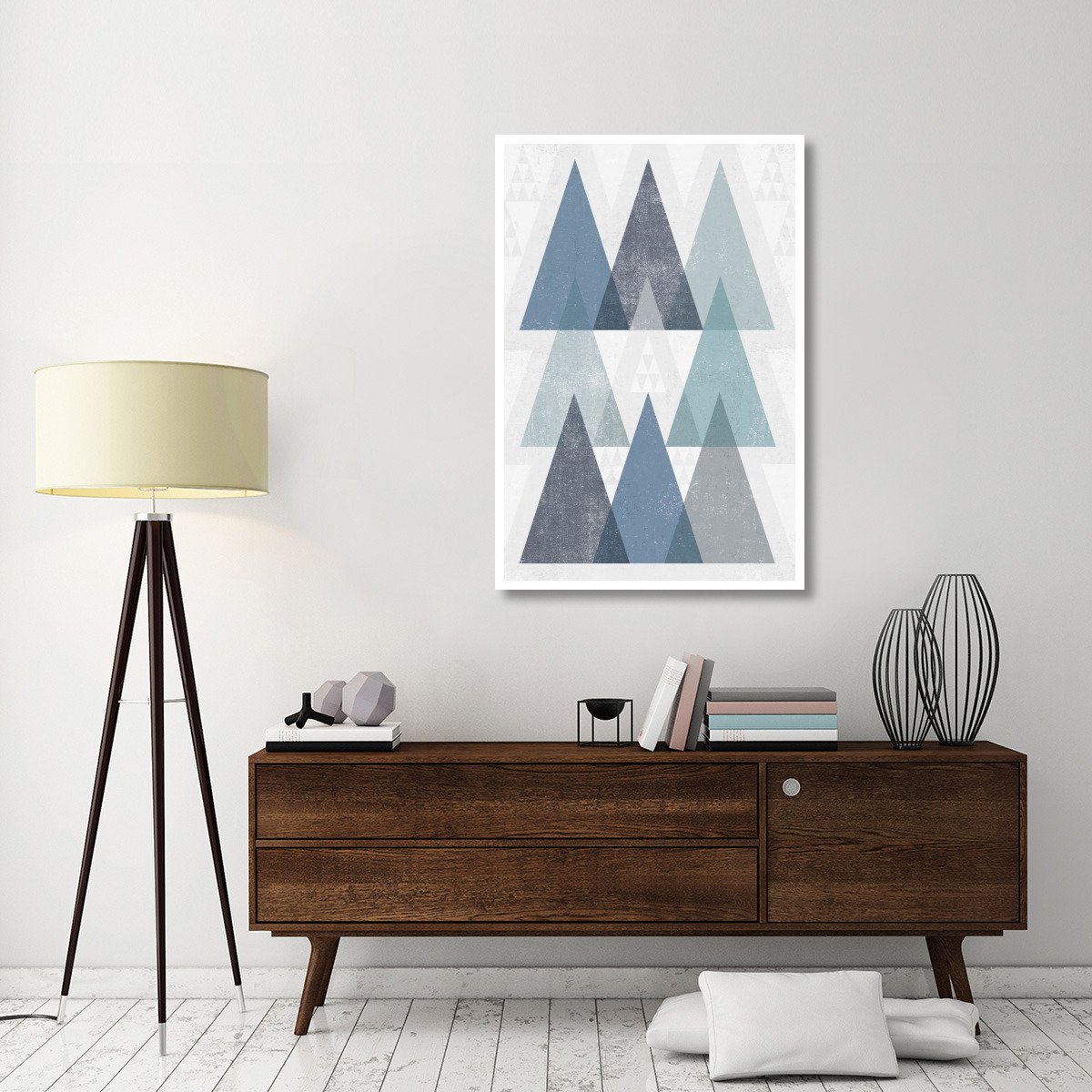 Mod Triangles IV Blue -Paper Art-34&quotx50"